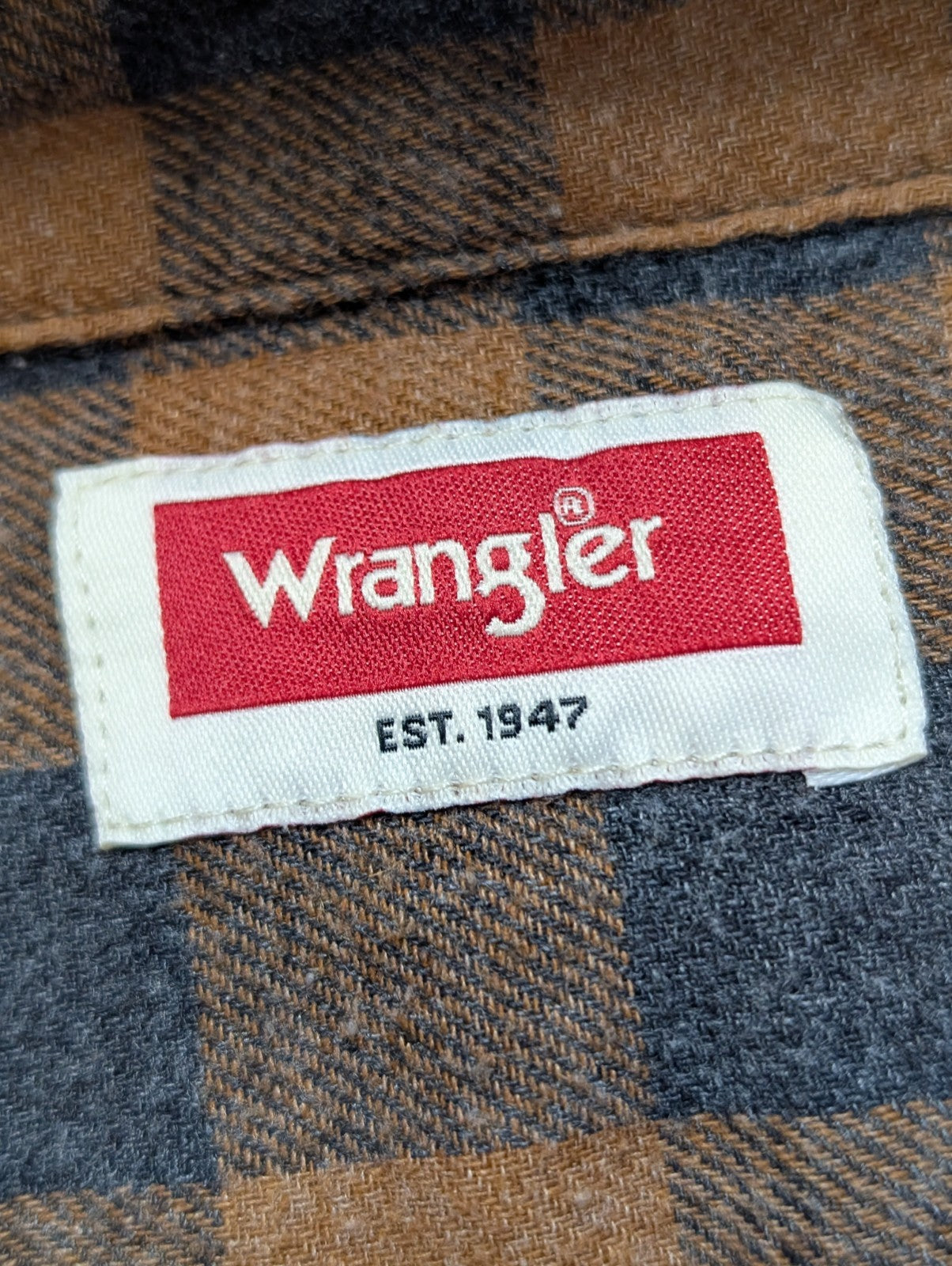 CHEMISE FLANELLE WRANGLER M MARRON NOIR Carreaux Workwear Poche Stylo
