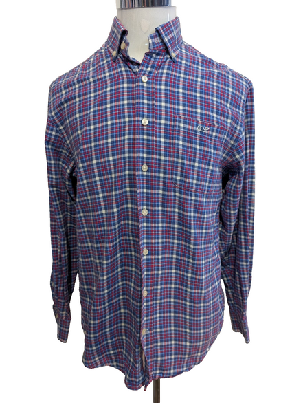 Chemise Flanelle VINEYARD VINES S Coton Bleu Rouge Logo Baleine |281S