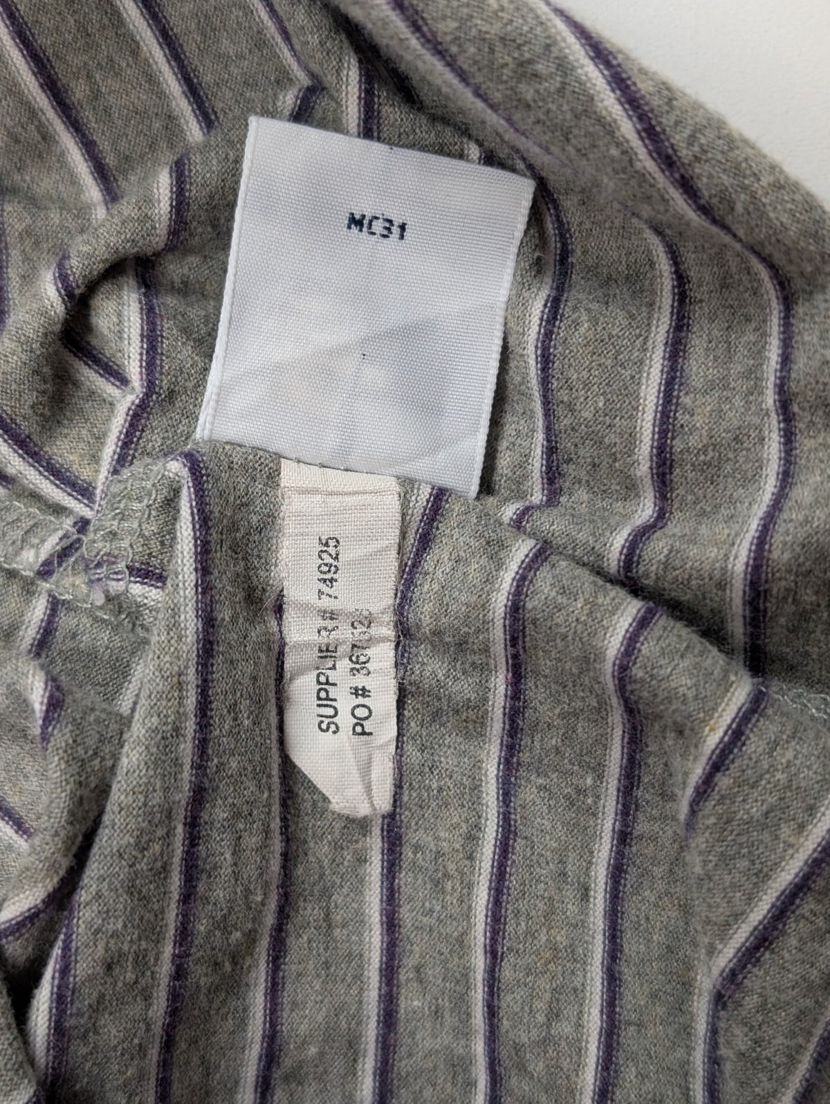 Polo manches courtes Polo Ralph Lauren L gris rayures Pima Lisle logo bas