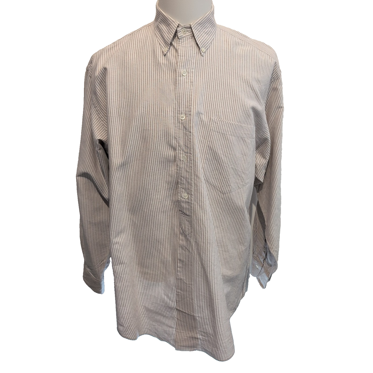 Chemise Ralph Lauren L Oxford Bordeaux clair à Rayures Vintage Manches courtes