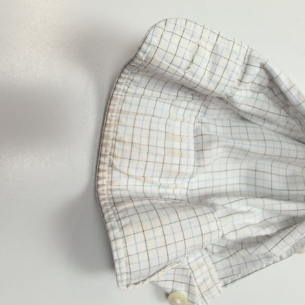 Chemise Lacoste M 40 Blanche Carreaux Bleus Vintage Logo Brodé Coton