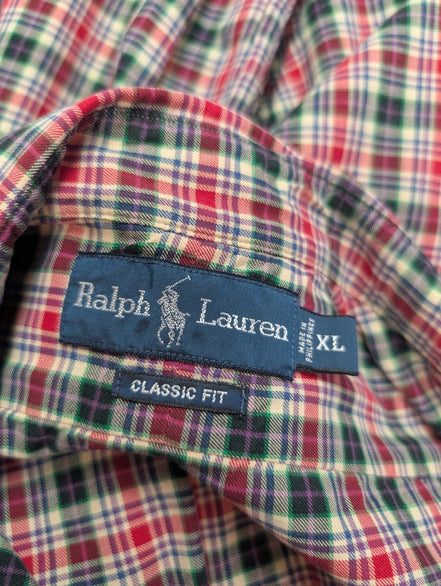CHEMISE Ralph Lauren homme XL Classic Tartan ROUGE VERT Noël 🎄
