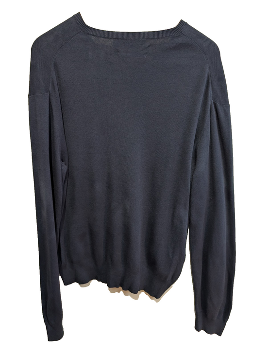 Pull Polo Ralph Lauren L bleu marine col V 100% Pima Cotton logo vert