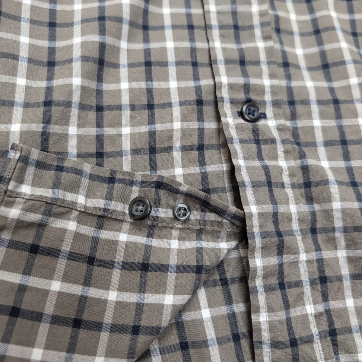 Chemise Nautica L Kaki Carreaux 100% Coton Logo Poche manches longues