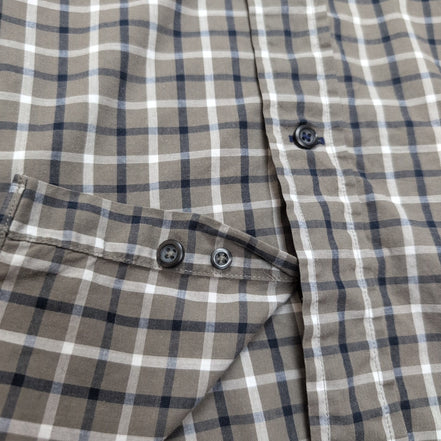 Chemise Nautica L Kaki Carreaux 100% Coton Logo Poche manches longues