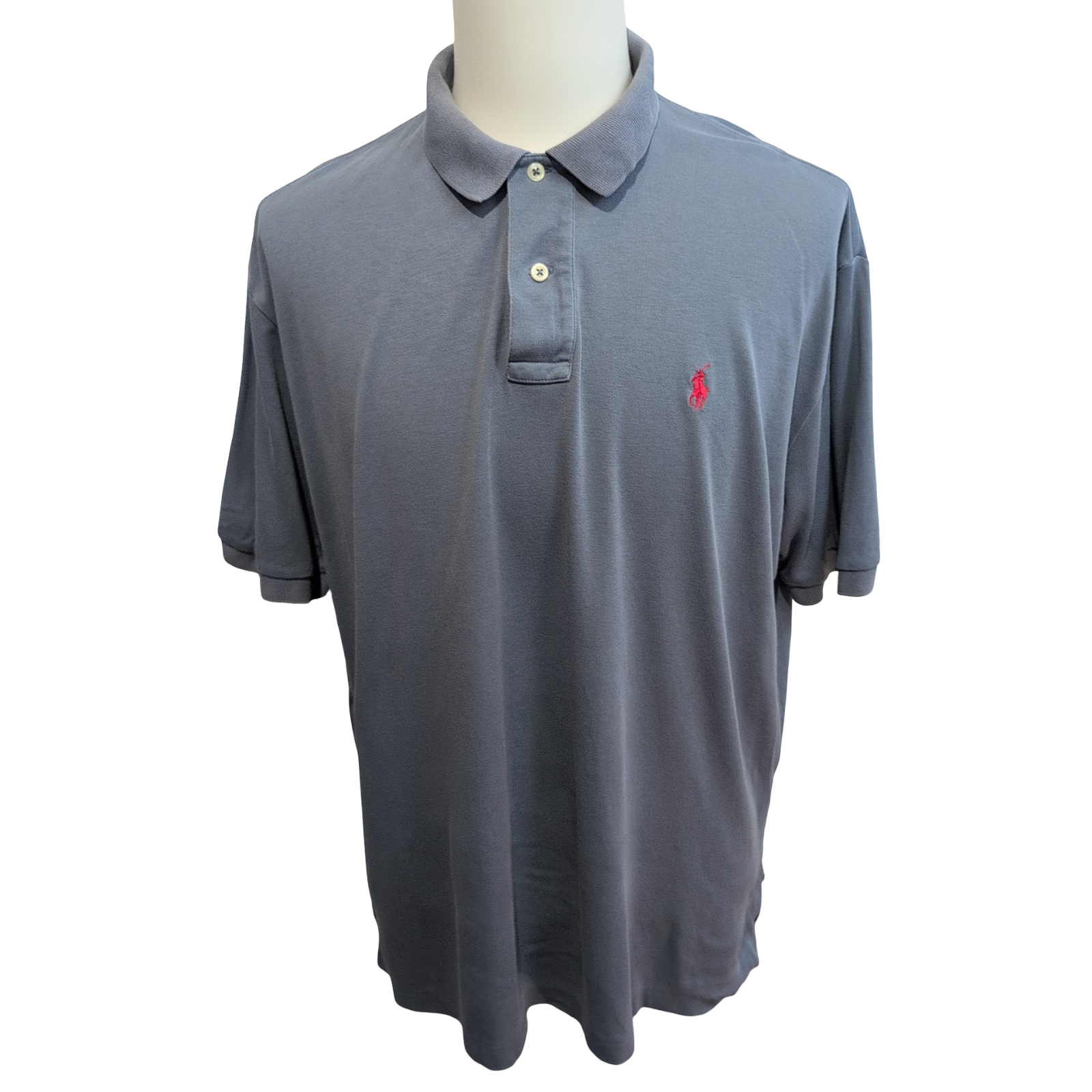 Polo Ralph Lauren Homme L Bleu Gris Chiné Logo Rouge Polo Manches Courtes