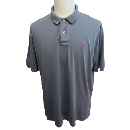 Polo Ralph Lauren Homme L Bleu Gris Chiné Logo Rouge Polo Manches Courtes