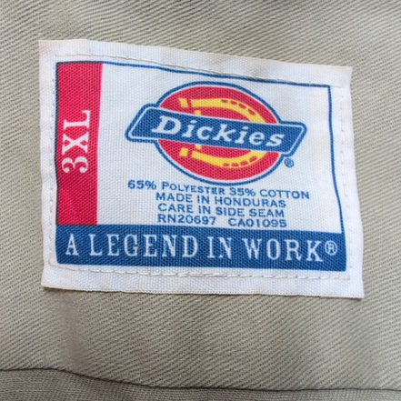 Chemise Dickies 3XL Made in Honduras Beige Workwear Manches Courtes