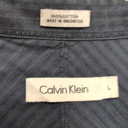 Chemise Calvin Klein L Bleu Marine Rayures Gaufrées Coton Manches Longues