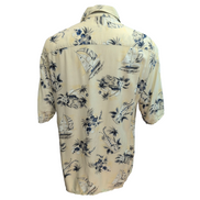 Chemise Hawaïenne XL 100% Viscose Jaune Cocktails Voiliers Fleurs