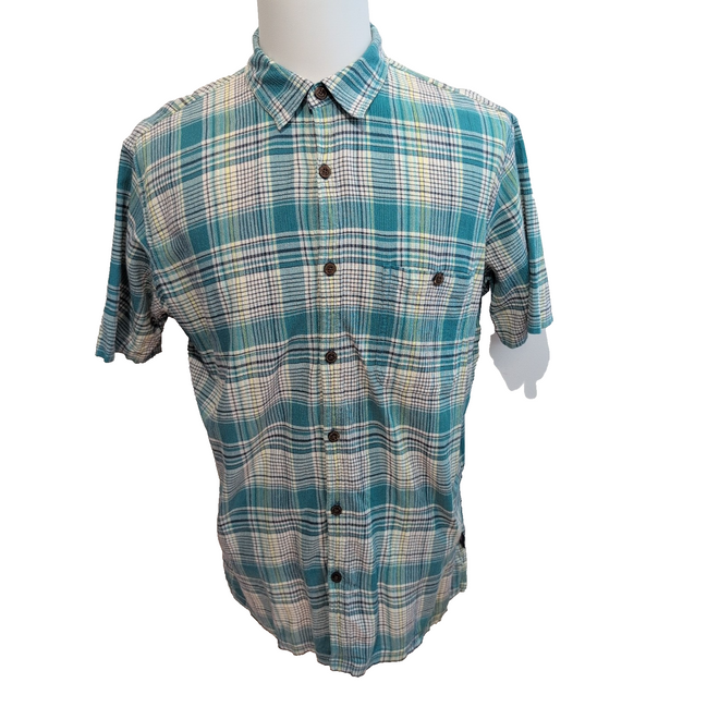 Chemise Patagonia XL Vert Carreaux Manches Courtes Coton Bio