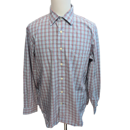 Chemise Nautica Taille L Bleue Rouge à Carreaux 100% Coton Manches Longues