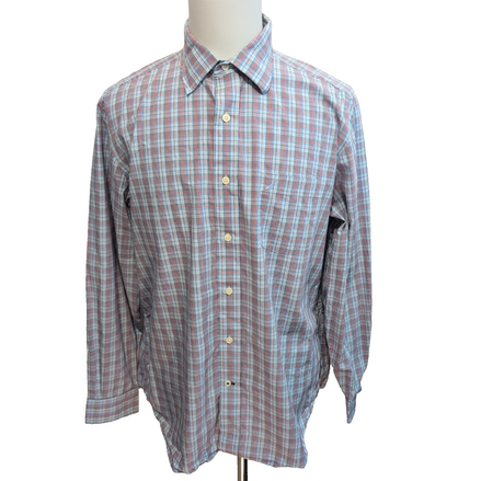 Chemise Nautica Taille L Bleue Rouge à Carreaux 100% Coton Manches Longues