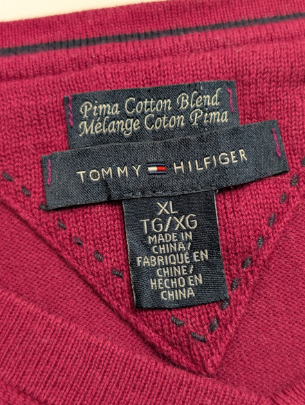 Pull fin sans Manche Tommy Hilfiger Fuchsia - Coton Pima - Taille XL Femme