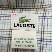 Chemise Lacoste XL 44 Made in France Carreaux Bleu Logo Poche manches longues