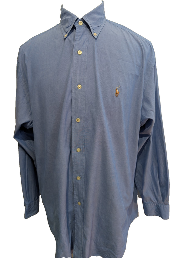 Chemise Ralph Lauren Yarmouth L XL Bleu Pinpoint Oxford Shirt Button Down