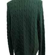 Pull POLO RALPH LAUREN Homme L Vert Torsadé Cable Knit Cotton Excellent État