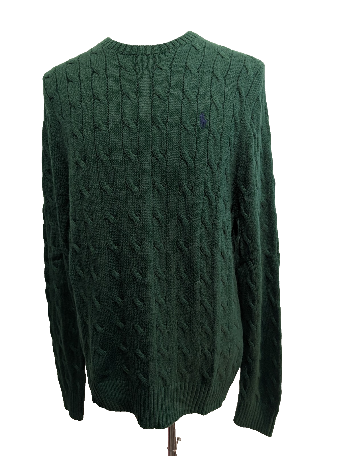 Pull POLO RALPH LAUREN Homme L Vert Torsadé Cable Knit Cotton Excellent État