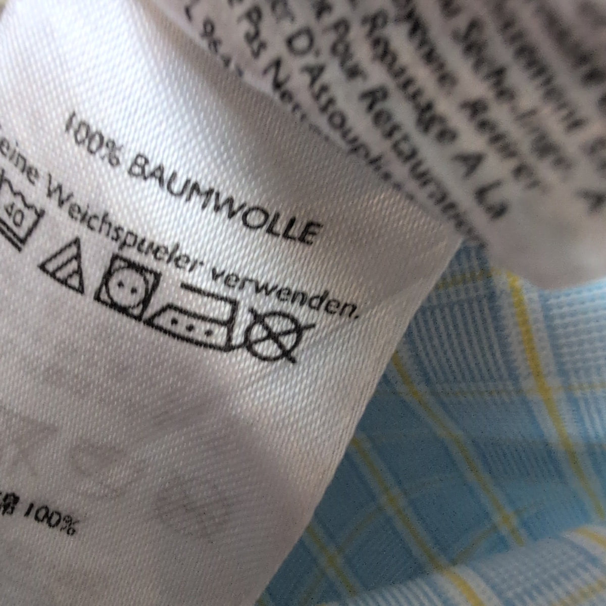 Chemise Eddie Bauer L USA Bleu Jaune Carreaux 100% Coton Manches Longues