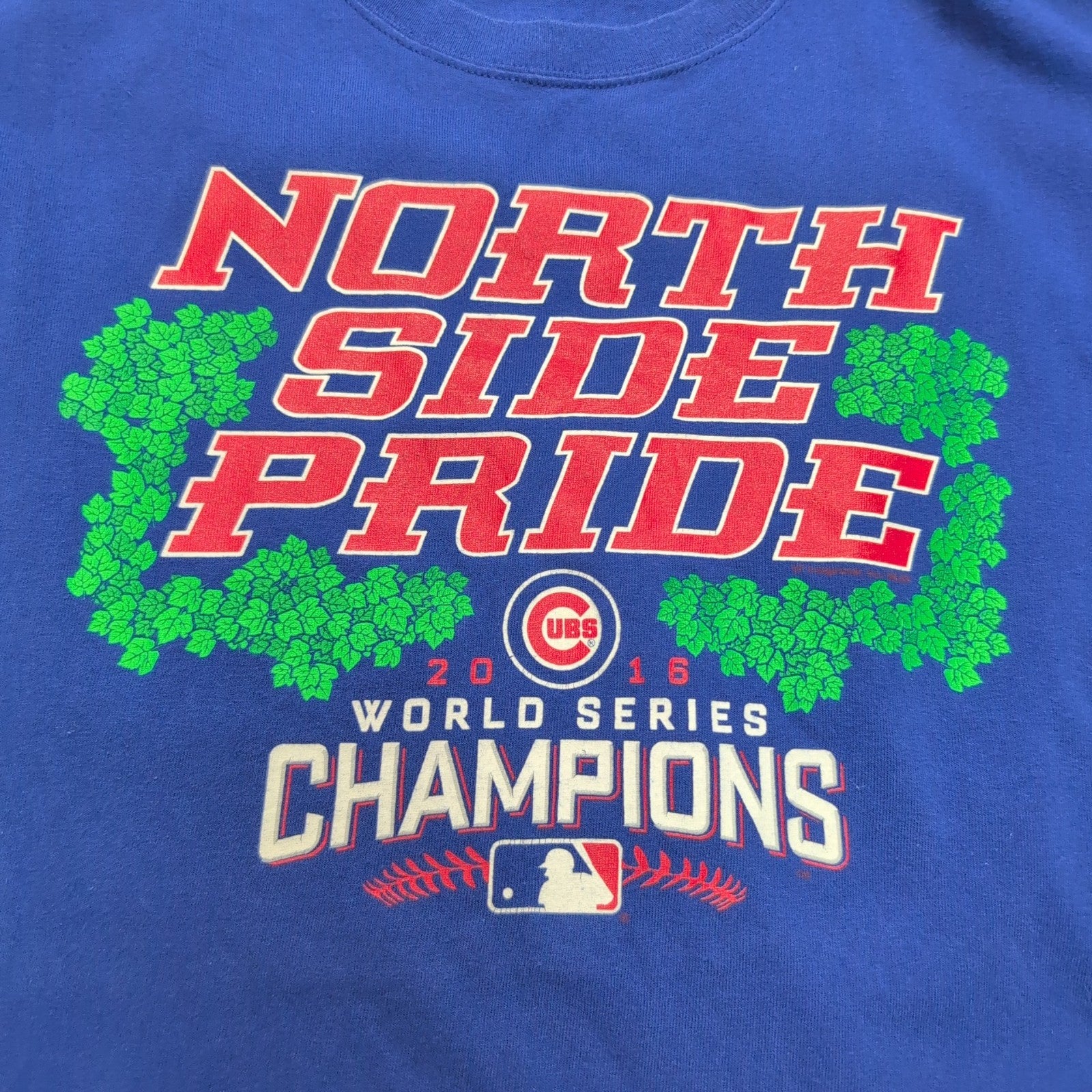 T-shirt MLB Chicago Cubs 2016 World Series LG Bleu Baseball Vintage