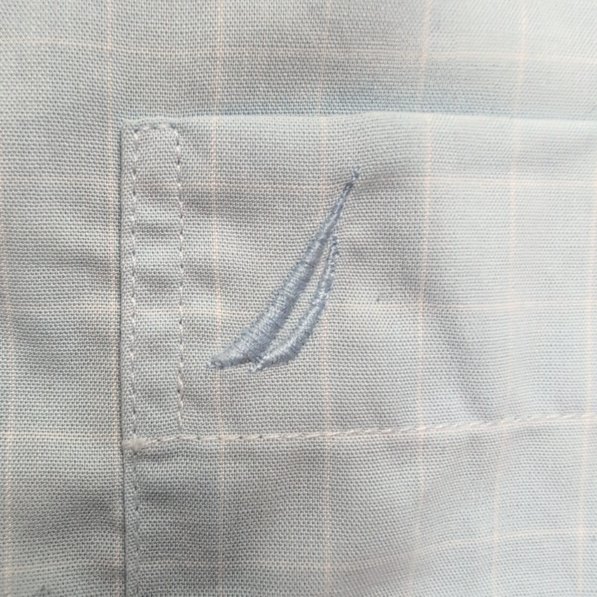 Chemise Nautica S Bleu Clair Carreaux Coton Logo Brodé manches courtes