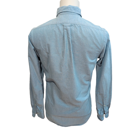Chemise Polo Ralph Lauren Slim Fit S Oxford bleu logo marron manches longues