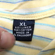 Chemise Roundtree & Yorke XL Lin Coton Rayures Jaune Bleu Manches courtes