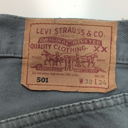 Levi’s 501 Jean W38 L34 Kaki Vintage Pantalon Droit Bouton Homme