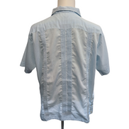 Chemise Hawaïenne Chichen Itza XL Guayabera Bleue 4 Poches Vintage Mexico