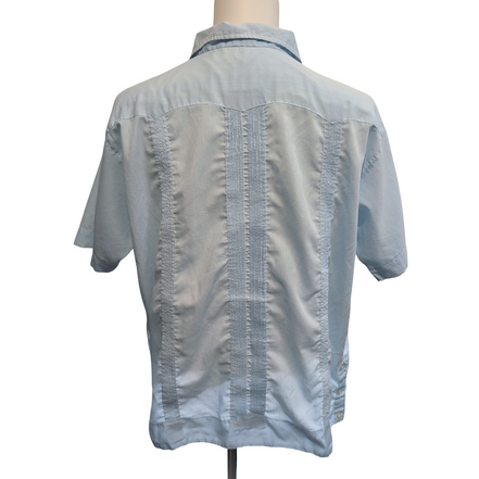 Chemise Hawaïenne Chichen Itza XL Guayabera Bleue 4 Poches Vintage Mexico
