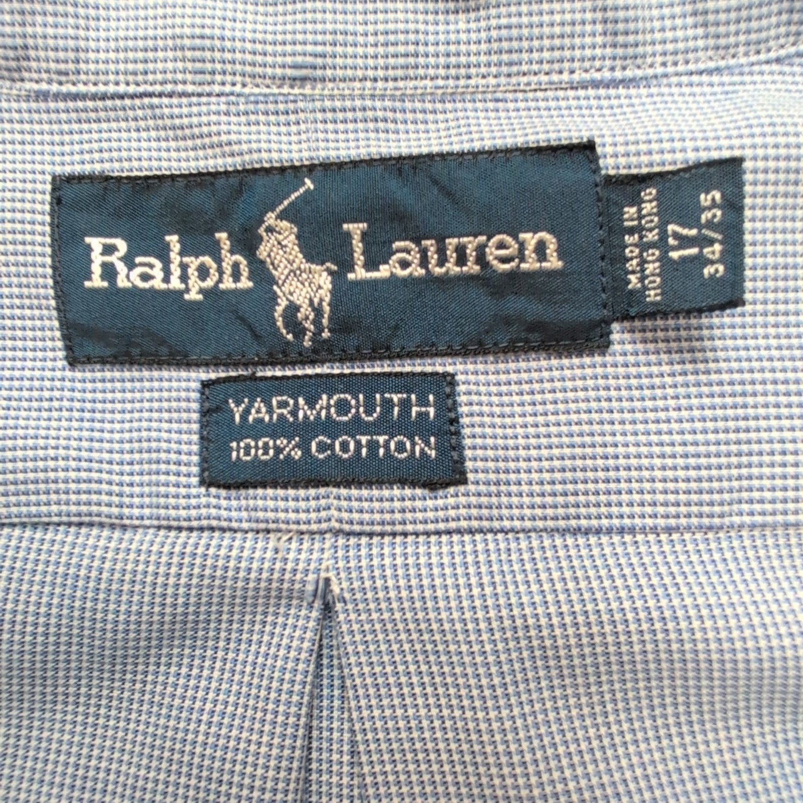 Chemise Ralph Lauren Yarmouth XL Bleu Microcarreaux Manches Courtes