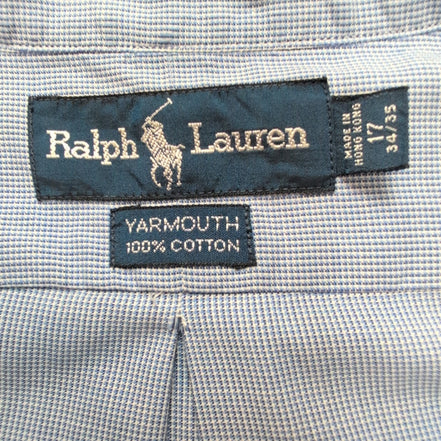Chemise Ralph Lauren Yarmouth XL Bleu Microcarreaux Manches Courtes