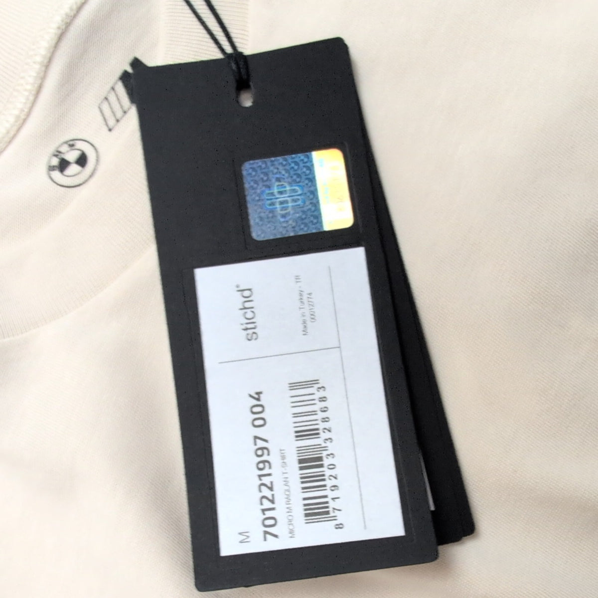 T-shirt BMW Motorsport Taille M Crème Poche Logo Gaufré Neuf Étiquette