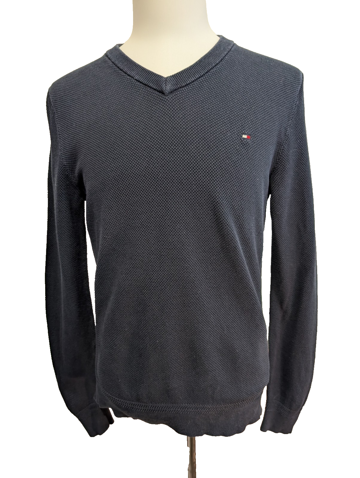 Pull Tommy Hilfiger Bleu Marine Col V Classique - Taille M