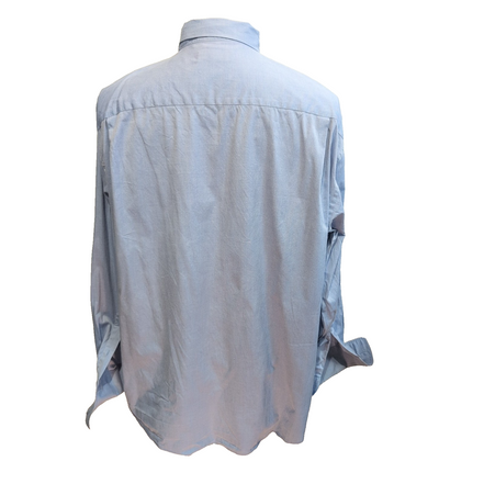 Chemise Nautica XXL 17.5 Bleu Uni 100% Coton Hong Kong poignets mousquetaires