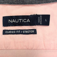 Chemise Nautica Classic Fit L Rose Pâle Stretch Logo Coton manches longues