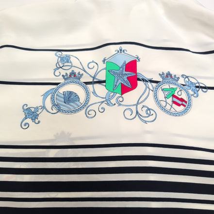Delmod Chemise Femme Marine Blanche Rayures Nautiques Vintage Taille 42