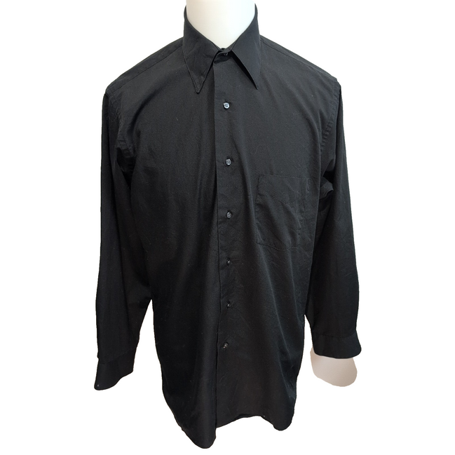 Chemise Van Heusen M L Noire Unie Popeline Poche manches longues