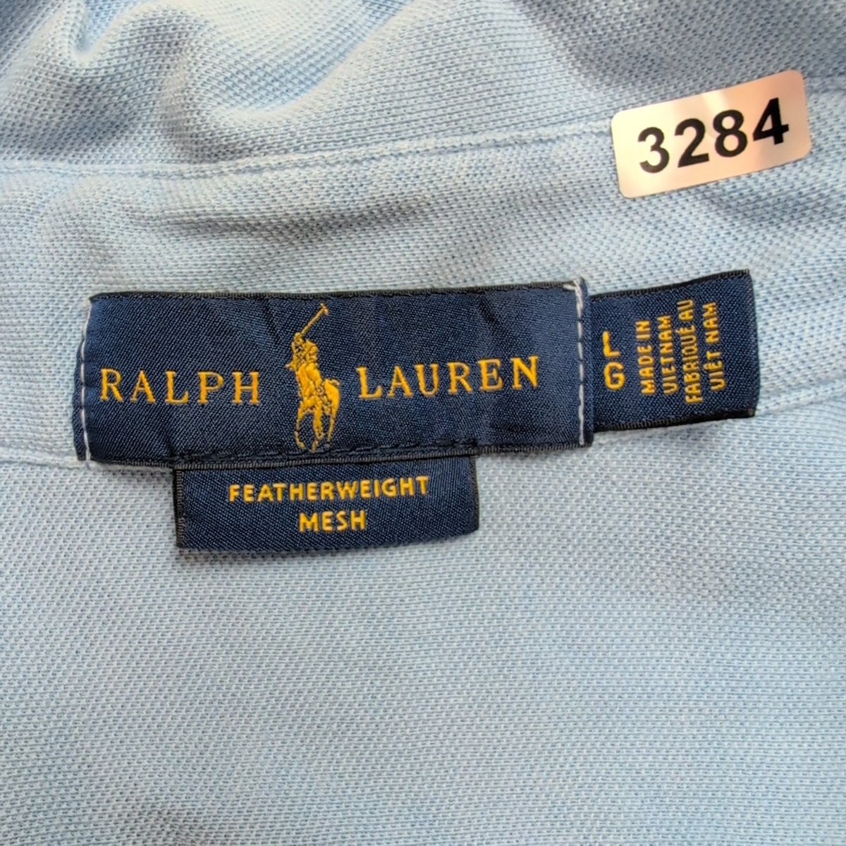 Chemise Ralph Lauren Featherweight Mesh Bleu Clair Logo Bleu L