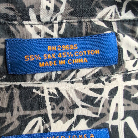 Chemise Hawaïenne Pendleton Soie Coton Noir Bambou M