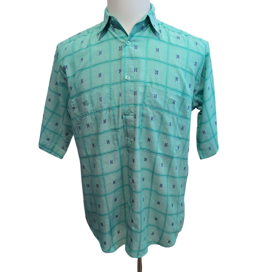 Chemise LEVI'S International Homme M Verte à Papillons Relief Tissu Gaufré