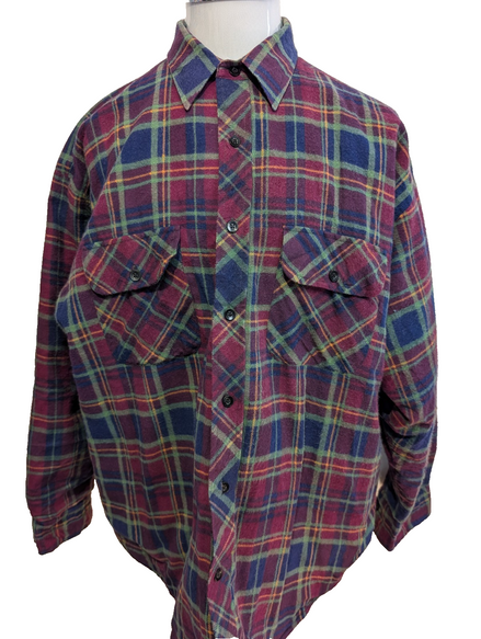 Wilderness Surchemise Flanelle Matelassée T.XL Veste Carreau Bordeaux Bleu |242S