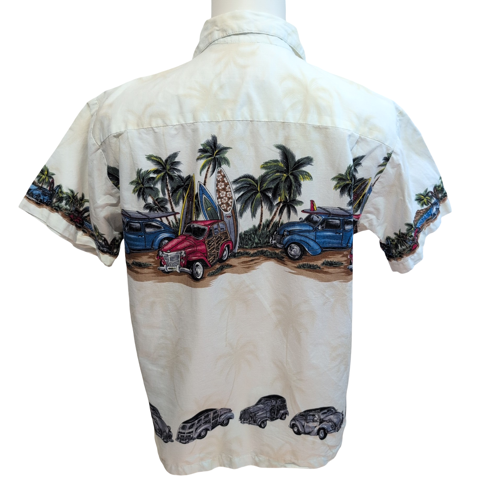 Chemise Hawaïenne Go Hawaii Surf Palmiers Blanche 100% Coton Taille M