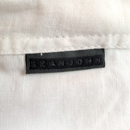 Chemise Sean John Popover XL Lin Coton Blanche 2 Poches Manches Courtes