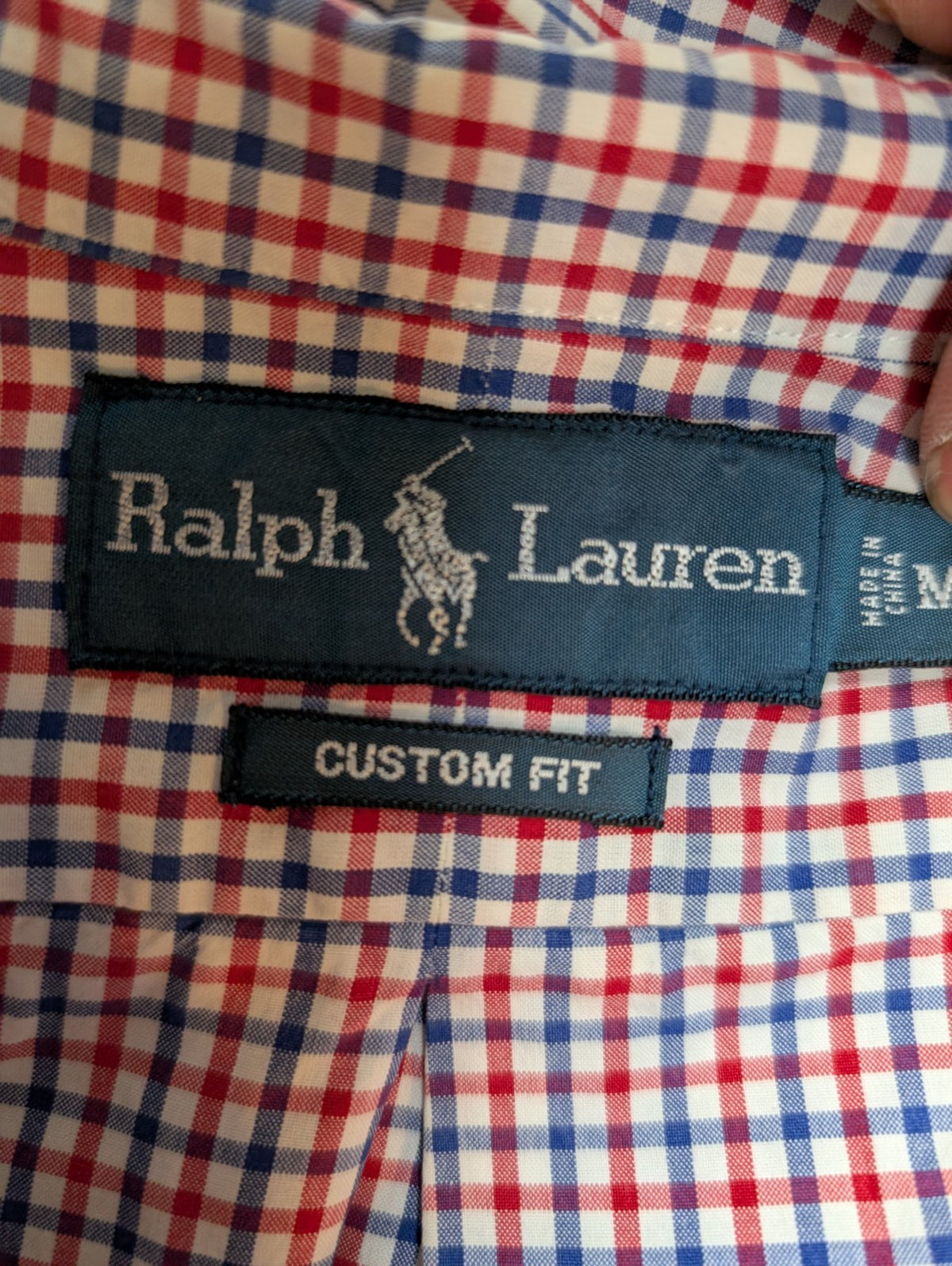 Chemise Polo Ralph Lauren Shirt M Custom Fit Vichy Bleu Rouge Blanc Button Down