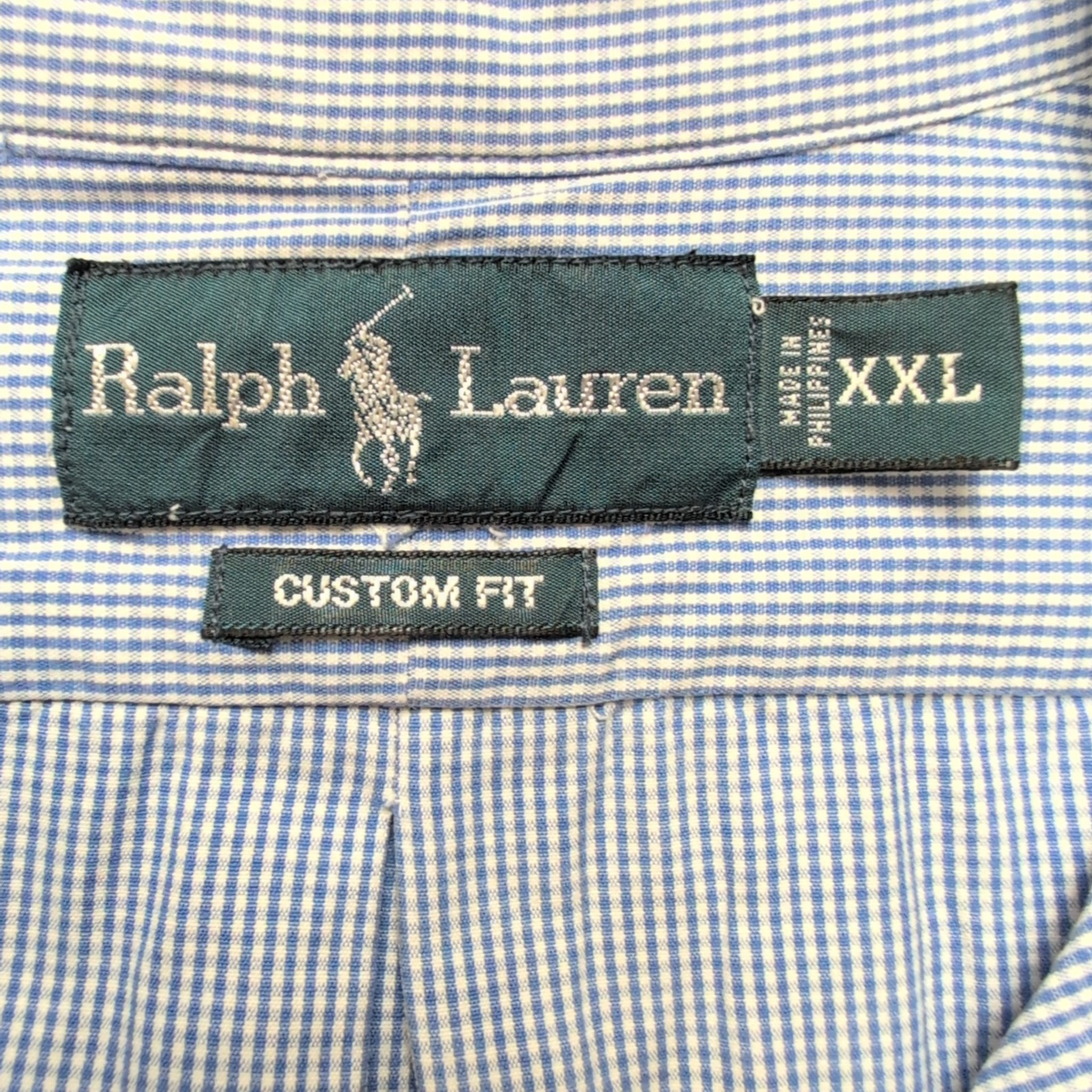 Chemise Ralph Lauren XXL Custom Fit Bleue Carreaux 100% Coton