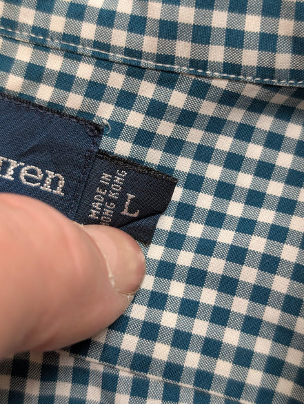 Chemise Polo Ralph Lauren Shirt L Classic Fit Vichy Vert Manches Courtes Button 