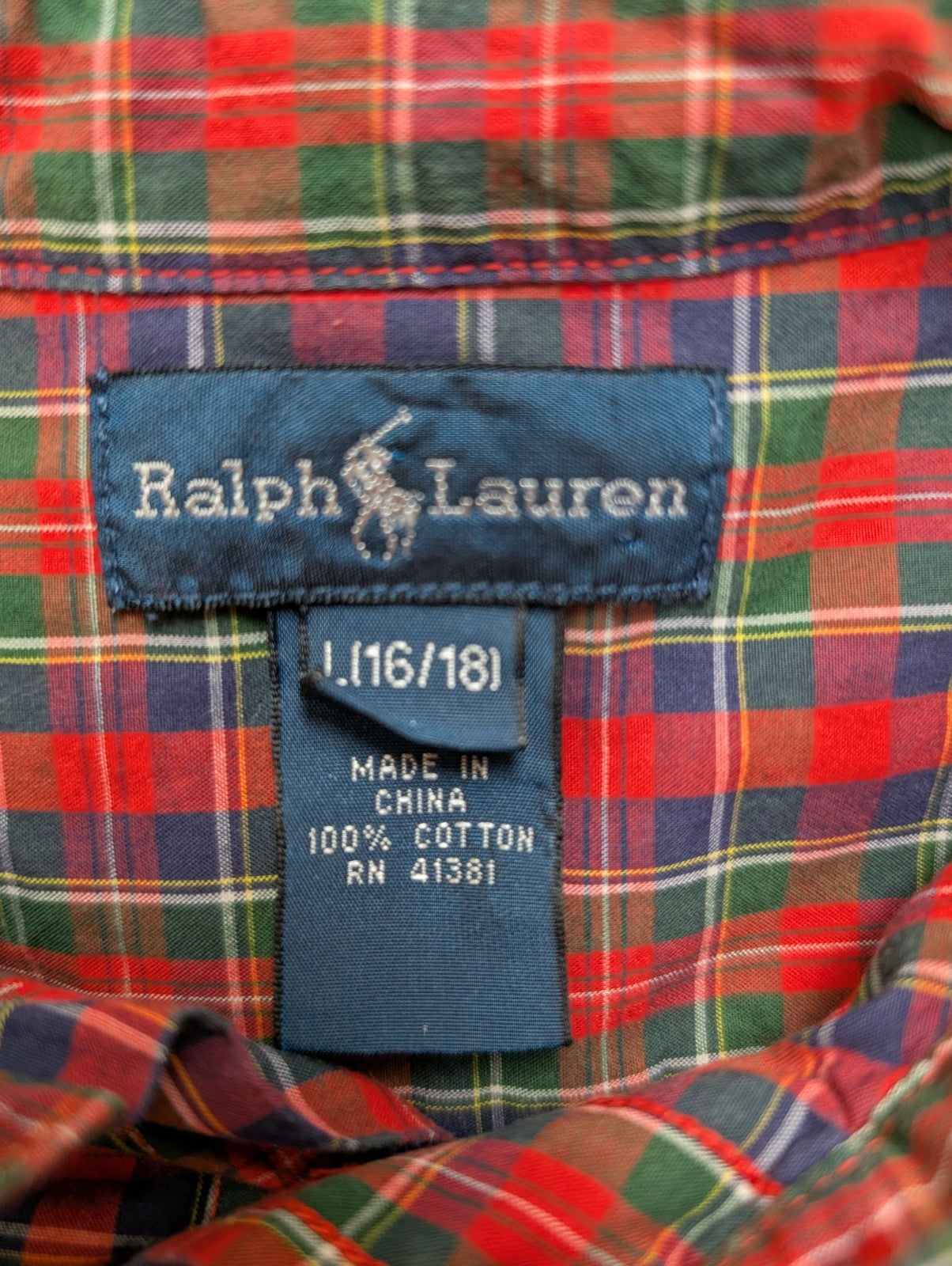 Chemise RALPH LAUREN - Carreaux Multicolores - Manches Longues - Taille XS (L 16