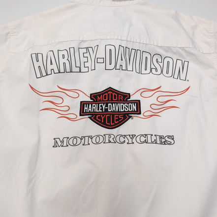 Chemise Harley-Davidson L Blanche 2 Poches Logo Brodé 100% Coton