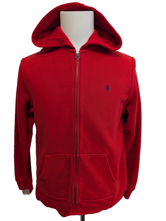 Veste à Capuche Zippée Polo Ralph Lauren Rouge Logo Marine - Taille XL 18-20